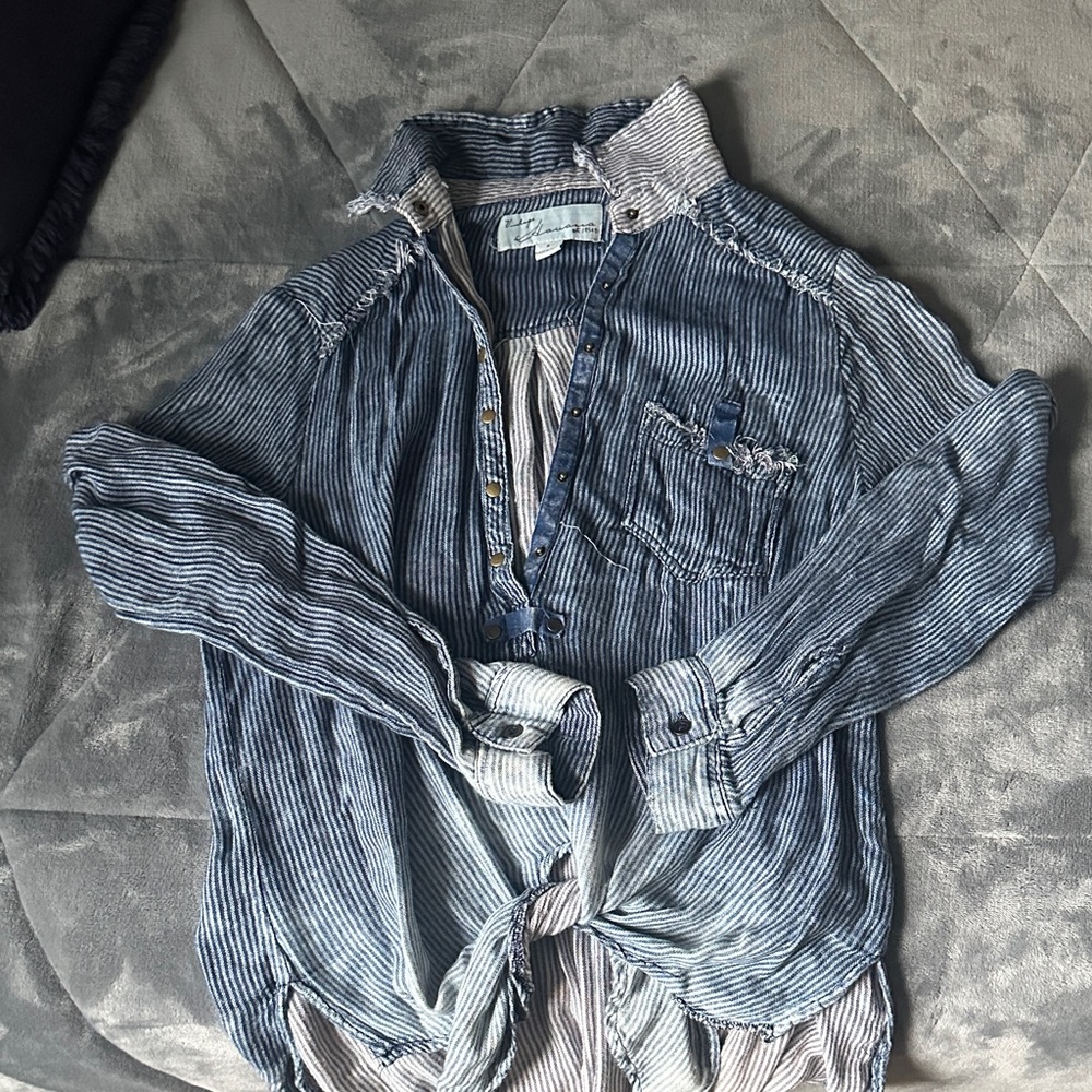 Vintage Havana Blue Striped Long Sleeve Top
